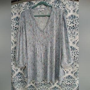 Rose & Olive Blue Floral Blouse